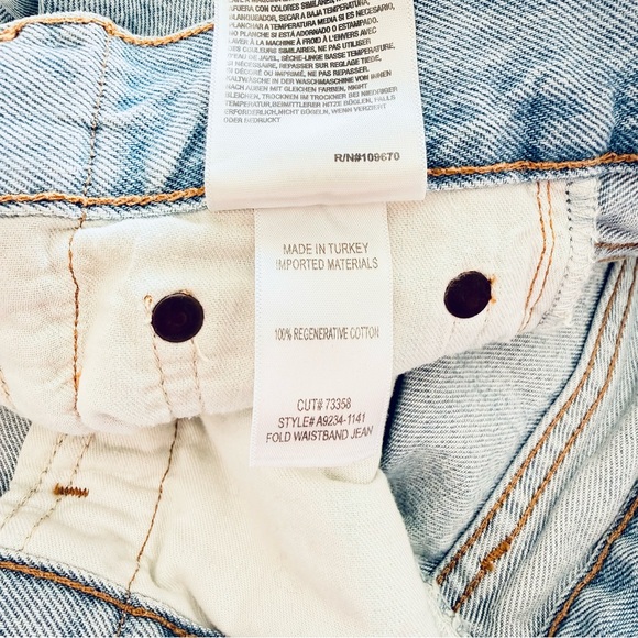 Agolde Fold Waistband Jean Straight Leg Size 26 Cotton Pleated - Picture 16 of 16